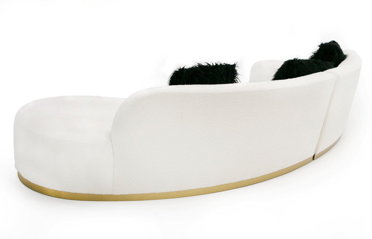 Frontier - Glam Off-White Fabric Curved Sectional Sofa with Black Pillows by VIG Furniture - View 7
