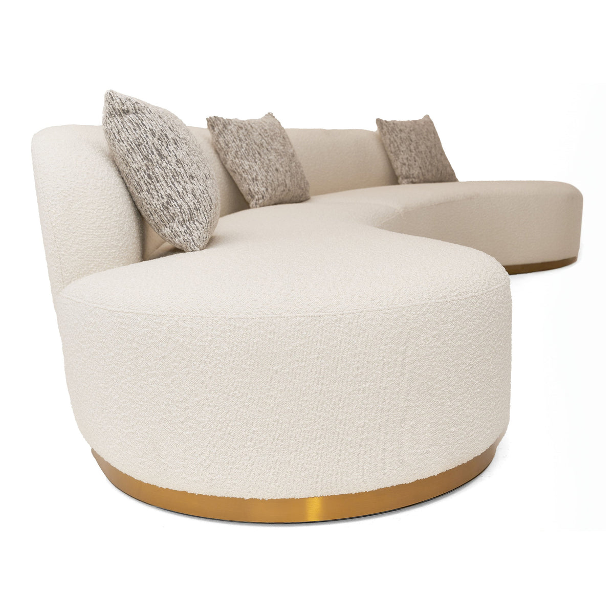Frontier - Glam White Fabric Curved Sectional Sofa with Beige Pillows by VIG Furniture - View 5