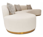 Frontier - Glam White Fabric Curved Sectional Sofa with Beige Pillows by VIG Furniture - View 3