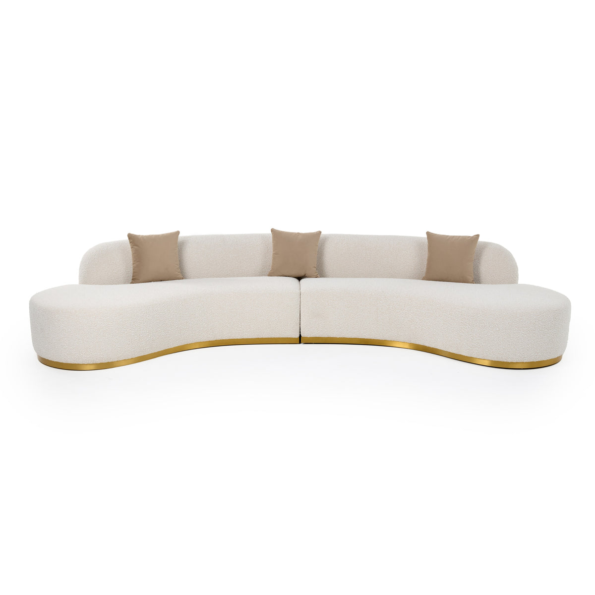 Frontier - Glam Beige Fabric Curved Sectional Sofa with Beige Pillows by VIG Furniture - View 1