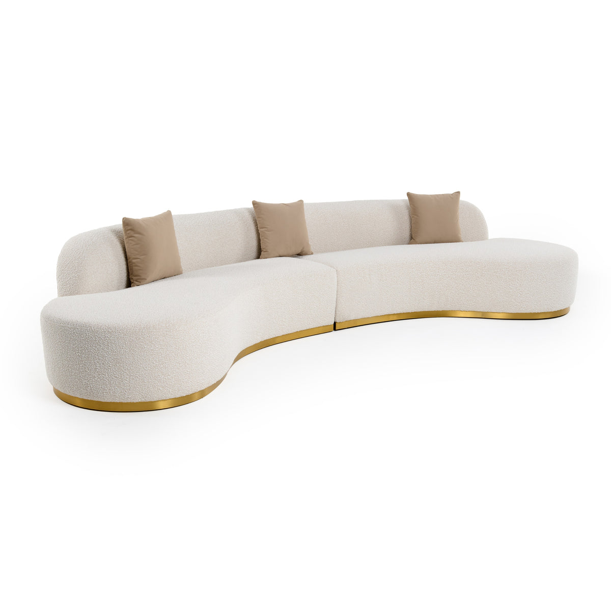 Frontier - Glam Beige Fabric Curved Sectional Sofa with Beige Pillows by VIG Furniture - View 2