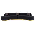 Frontier - Glam Black Fabric Curved Sectional Sofa with Grey Pillows by VIG Furniture - View 1