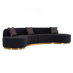 Frontier - Glam Black Fabric Curved Sectional Sofa with Grey Pillows by VIG Furniture - View 2