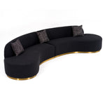 Frontier - Glam Black Fabric Curved Sectional Sofa with Grey Pillows by VIG Furniture - View 3