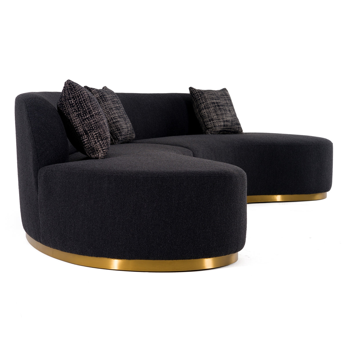 Frontier - Glam Black Fabric Curved Sectional Sofa with Grey Pillows by VIG Furniture - View 4