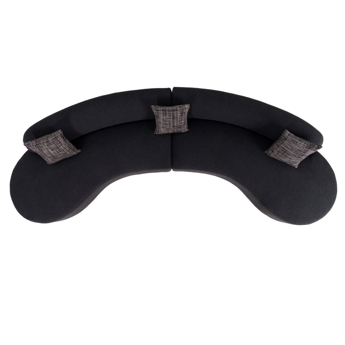 Frontier - Glam Black Fabric Curved Sectional Sofa with Grey Pillows by VIG Furniture - View 6