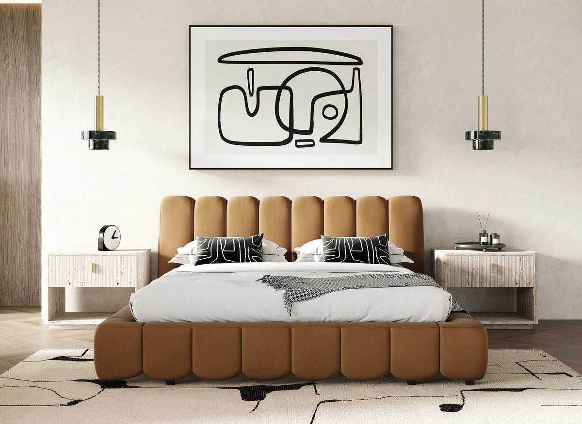 Harris - Modern Brown Fabric Bed by VIG Furniture - View 7