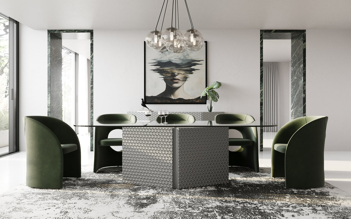 Raphael - Modern Glass + Silver Dining Table by VIG Furniture - View 6