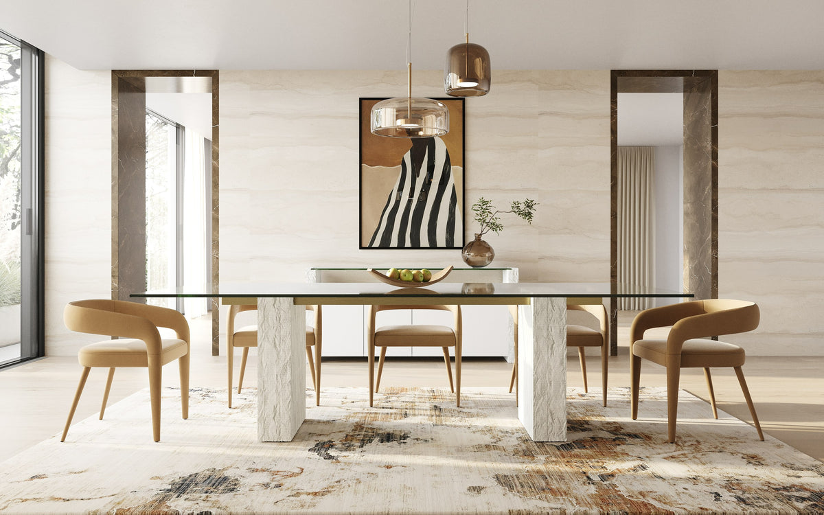 Ashley - Modern Glass + White Fiberglass Dining Table by VIG Furniture - View 8