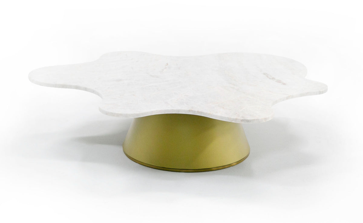 Gabbro Low - Glam White Marble and Gold Coffee Table by VIG Furniture - View 1