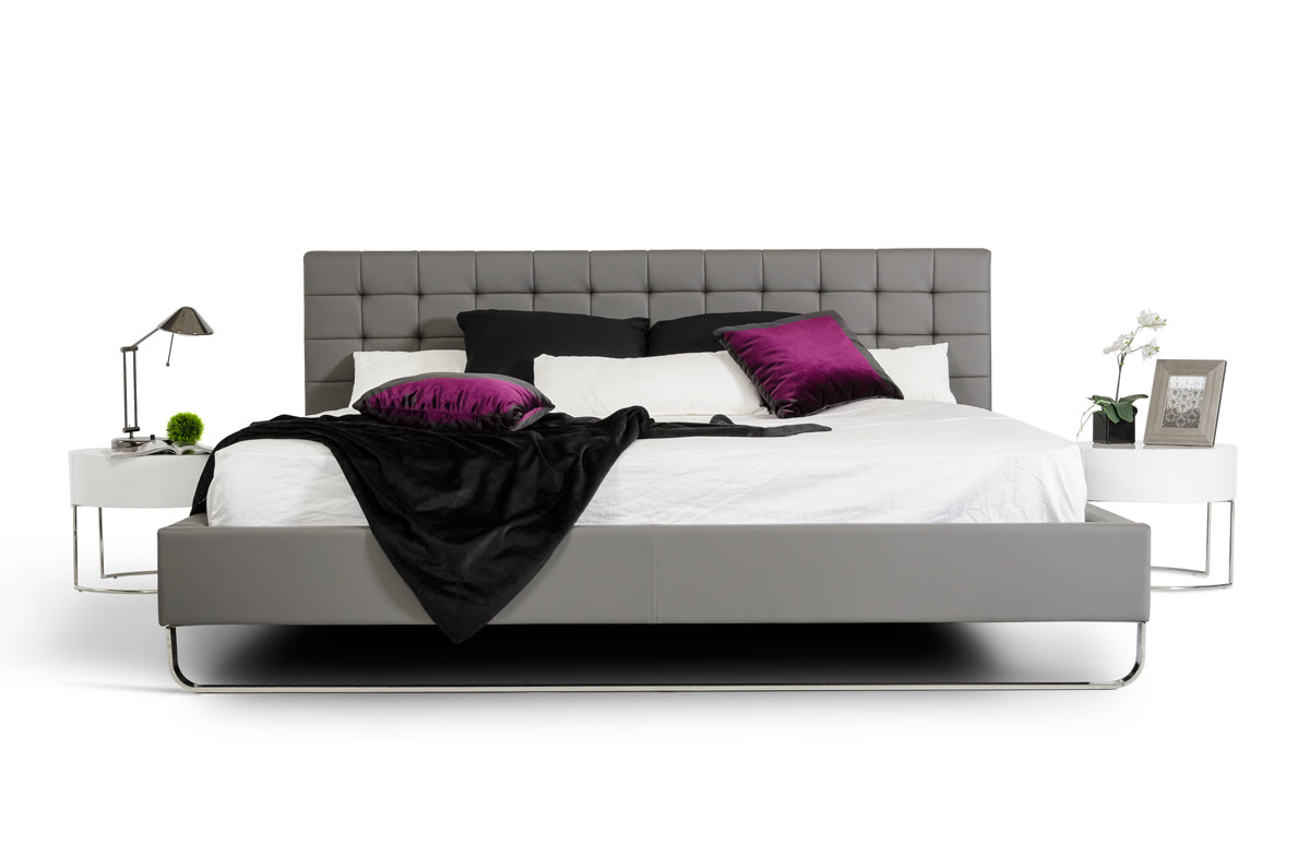 Queen Gemma Modern Grey Leatherette Bed by VIG Furniture - View 1