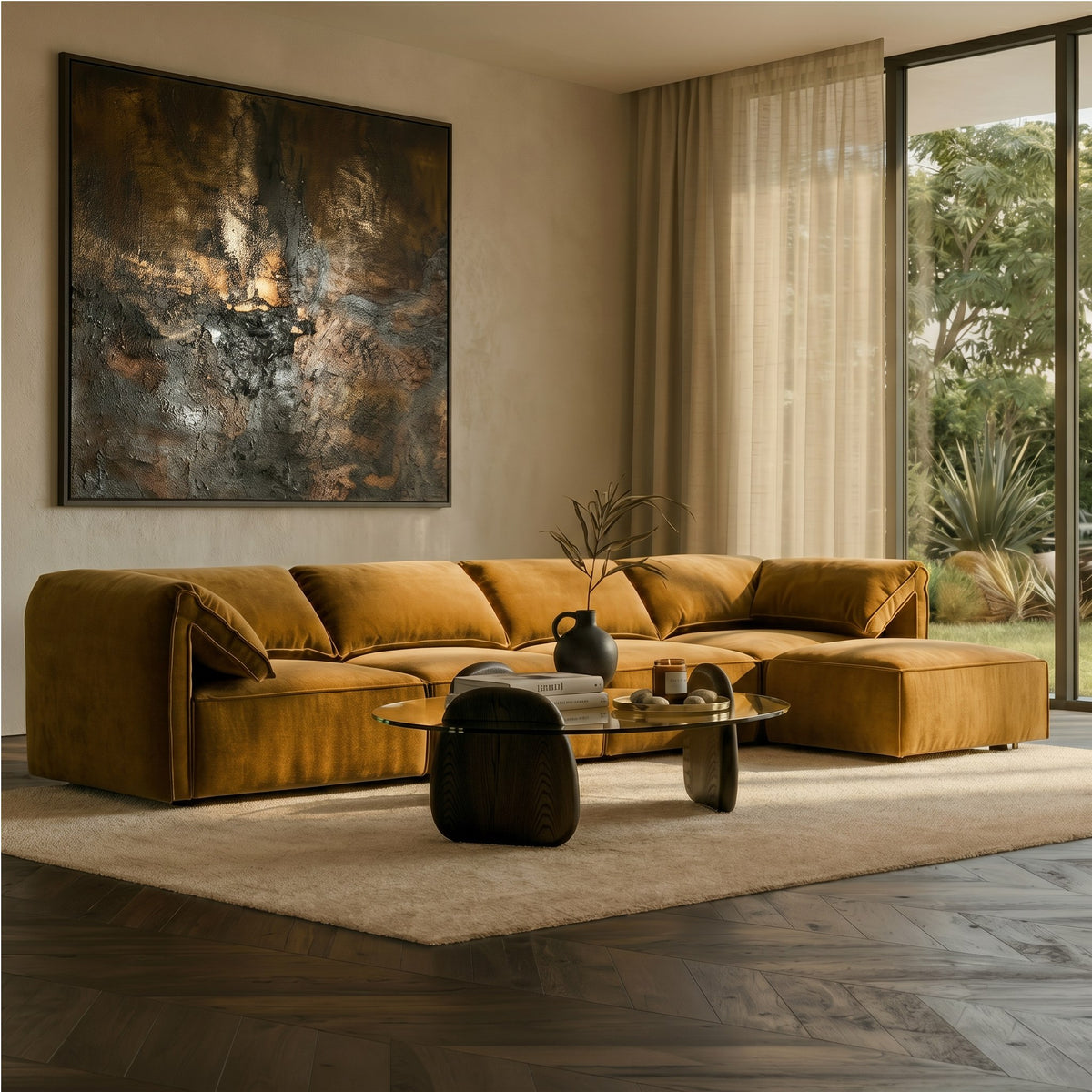 Gene - Modern Ochre Fabric Modular Sectional Sofa by VIG Furniture - View 9