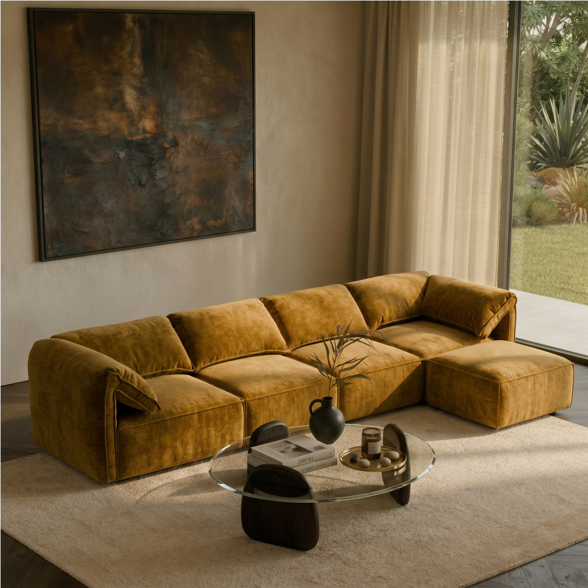 Gene - Modern Ochre Fabric Modular Sectional Sofa by VIG Furniture - View 10