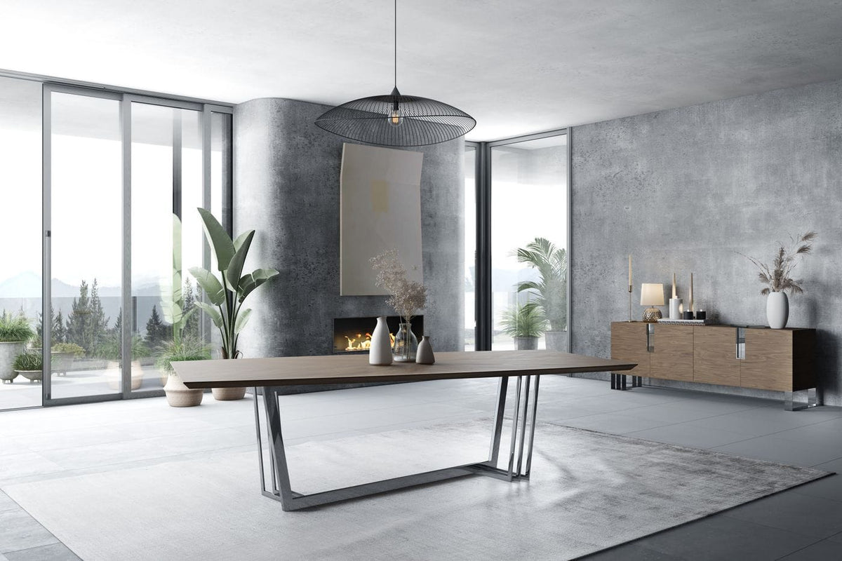 Gilroy - Modern Walnut & Stainless Steel Dining Table by VIG Furniture - View 4