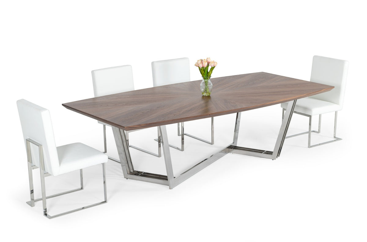 Gilroy - Modern Walnut & Stainless Steel Dining Table by VIG Furniture - View 8