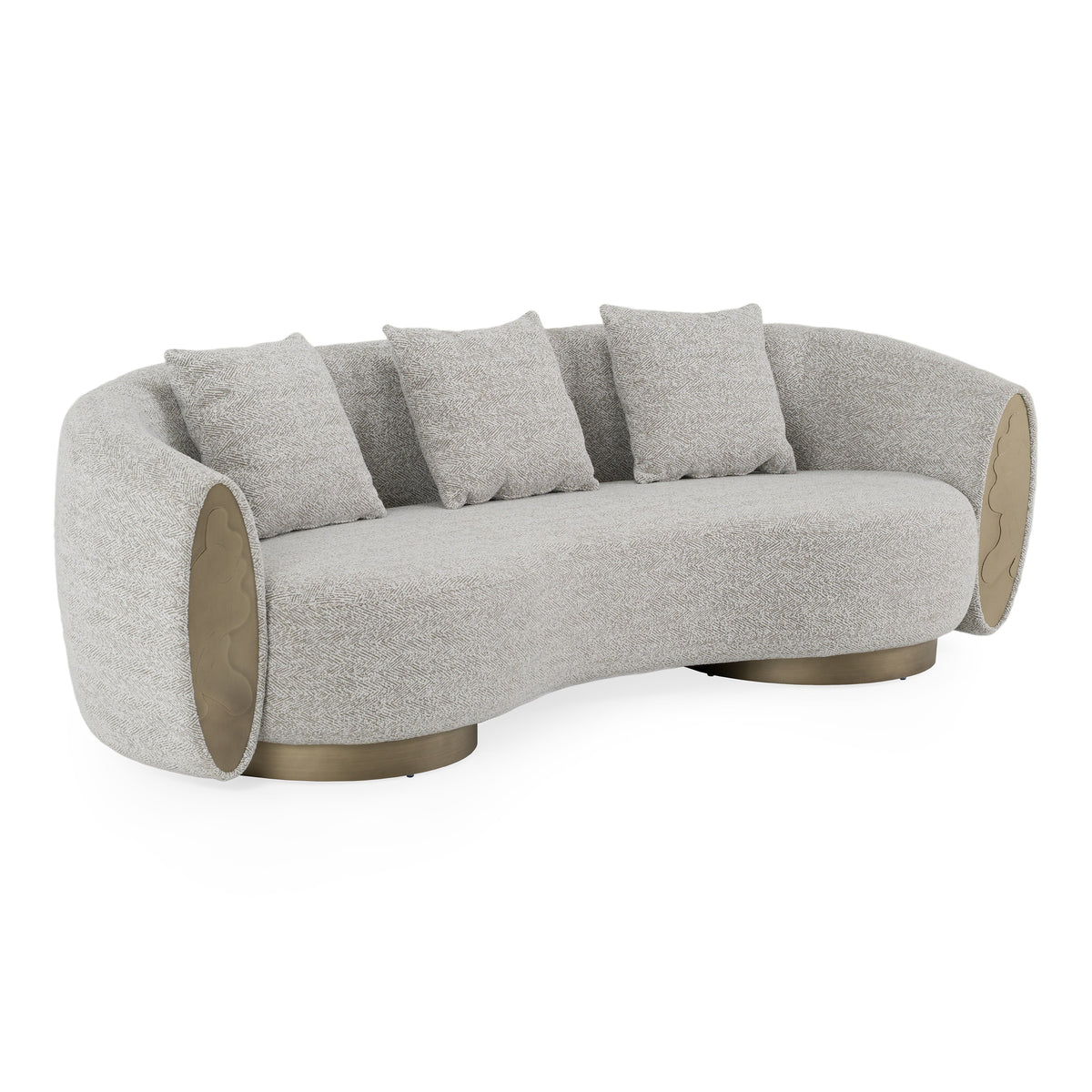 Glimpse - Modern White & Brown Fabric + Antique Brass Sofa by VIG Furniture - View 3