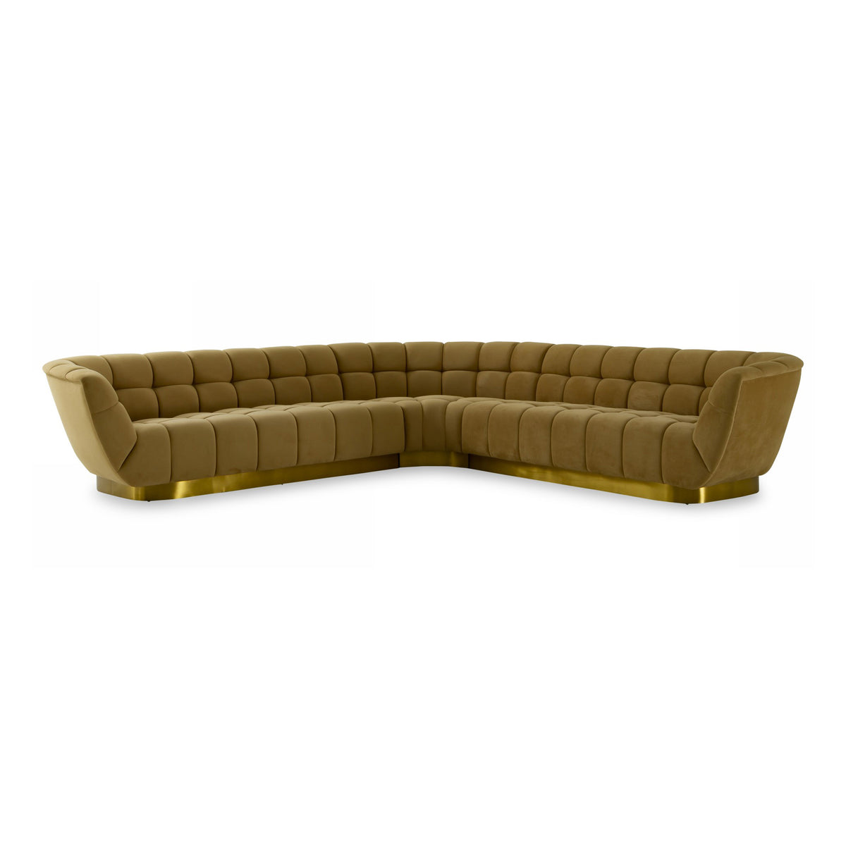 Granby - Glam Mustard + Gold Fabric Sectional Sofa by VIG Furniture - View 1