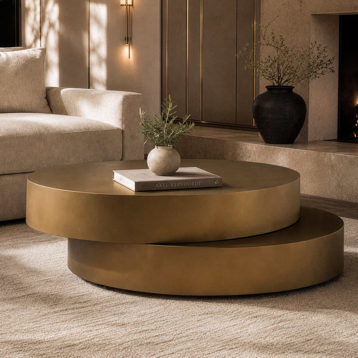 Grayson - Glam Brushed Bronze Metallic Coffee Table by VIG Furniture - View 5