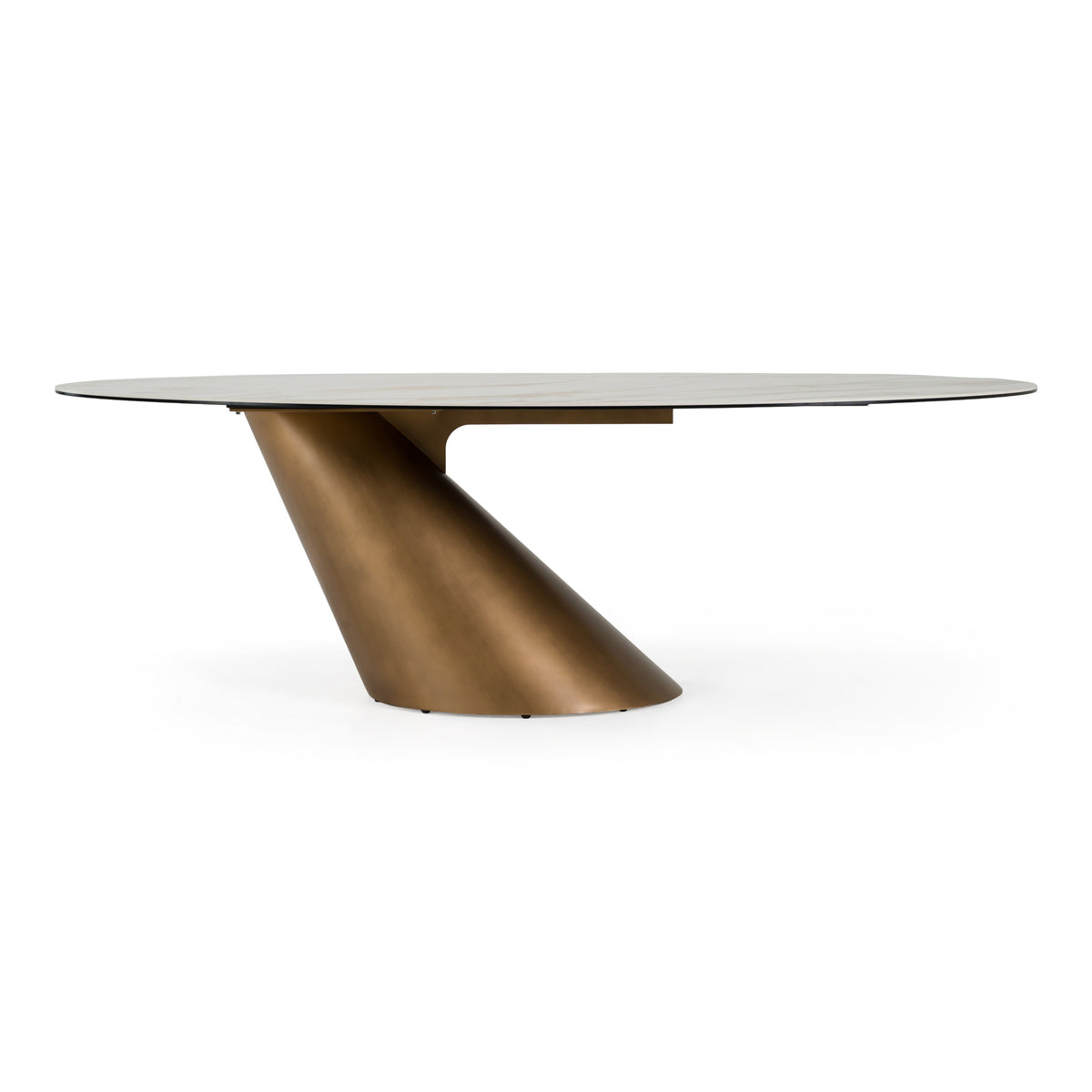 Gresham - Contemporary White Ceramic + Brushed Brass Dining Table by VIG Furniture - View 1