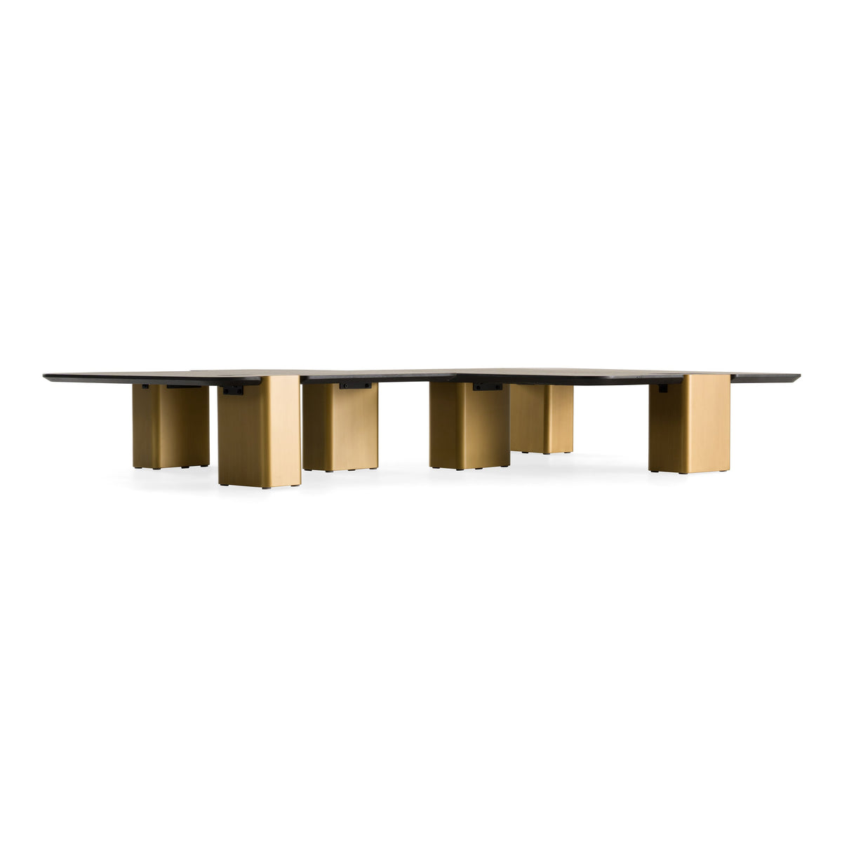 Harold - Modern Black + Brushed Gold Oak Square Nesting Coffee Table Set by VIG Furniture - View 1
