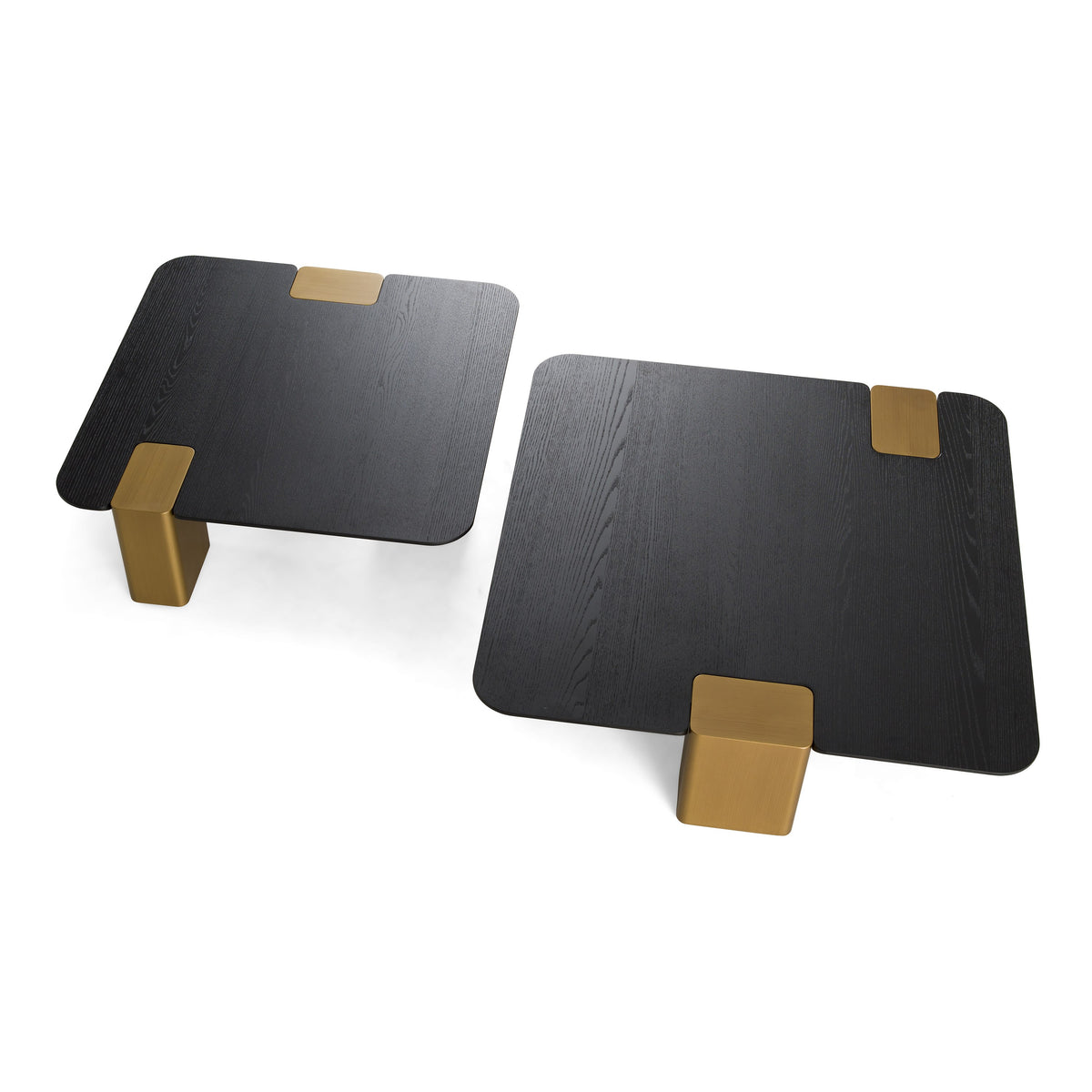 Harold - Modern Black + Brushed Gold Oak Square Nesting Coffee Table Set by VIG Furniture - View 3