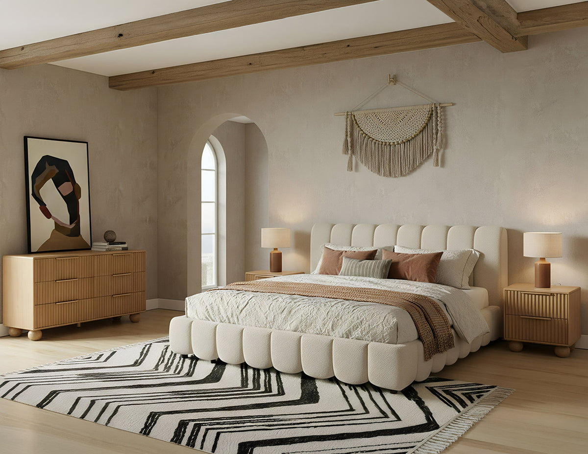 Harris - Modern Off-White Fabric Bed by VIG Furniture - View 5