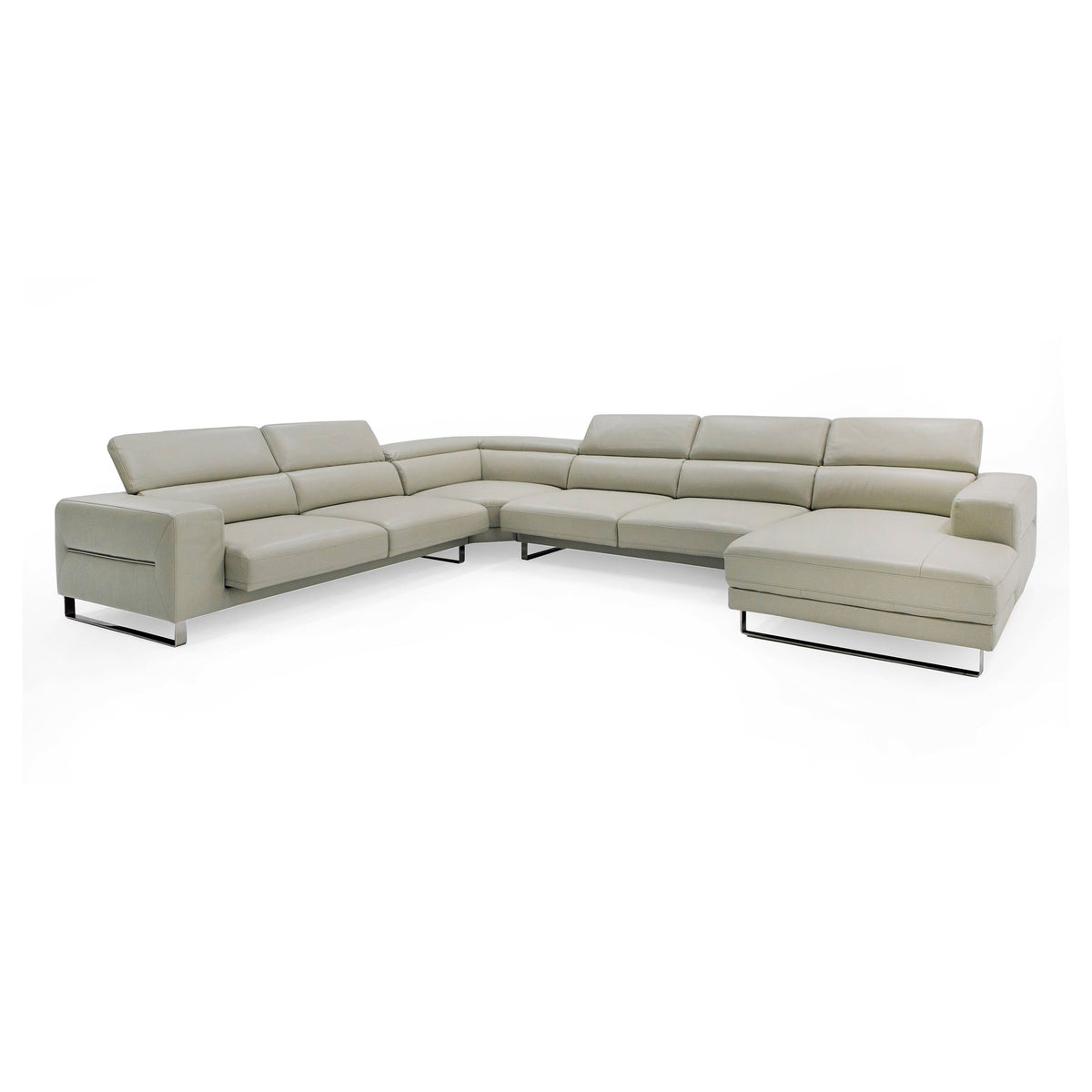 Hawkey - Contemporary Light Grey Leather RAF Chaise Sectional Sofa by VIG Furniture - View 11