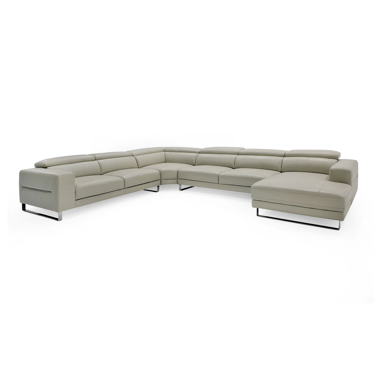 Hawkey - Contemporary Light Grey Leather RAF Chaise Sectional Sofa by VIG Furniture - View 1