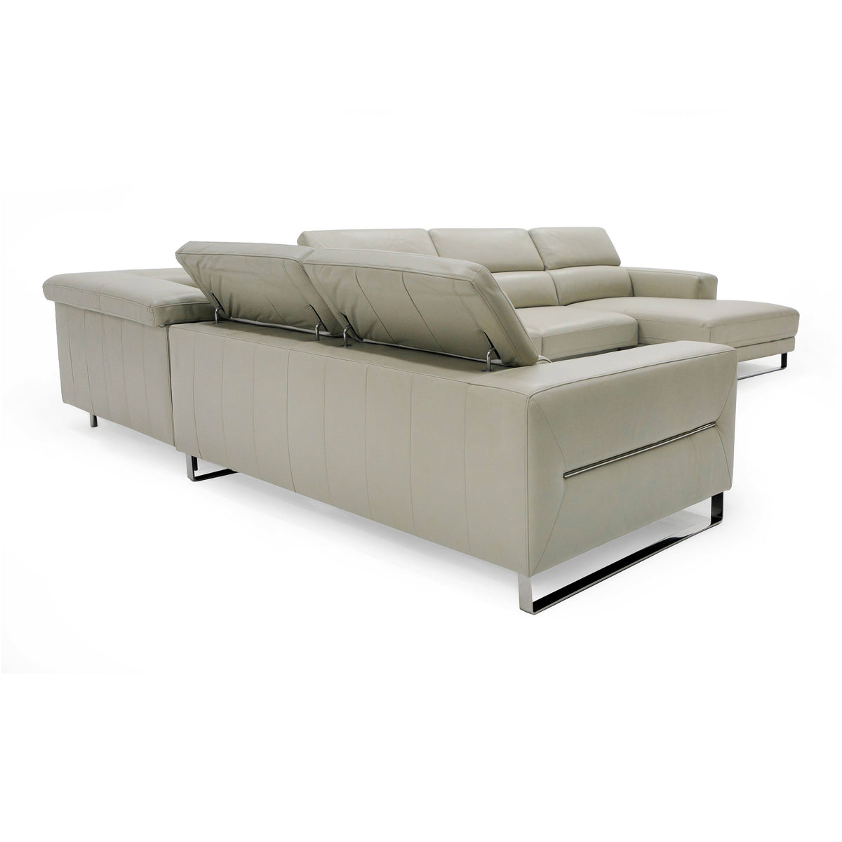Hawkey - Contemporary Light Grey Leather RAF Chaise Sectional Sofa by VIG Furniture - View 12