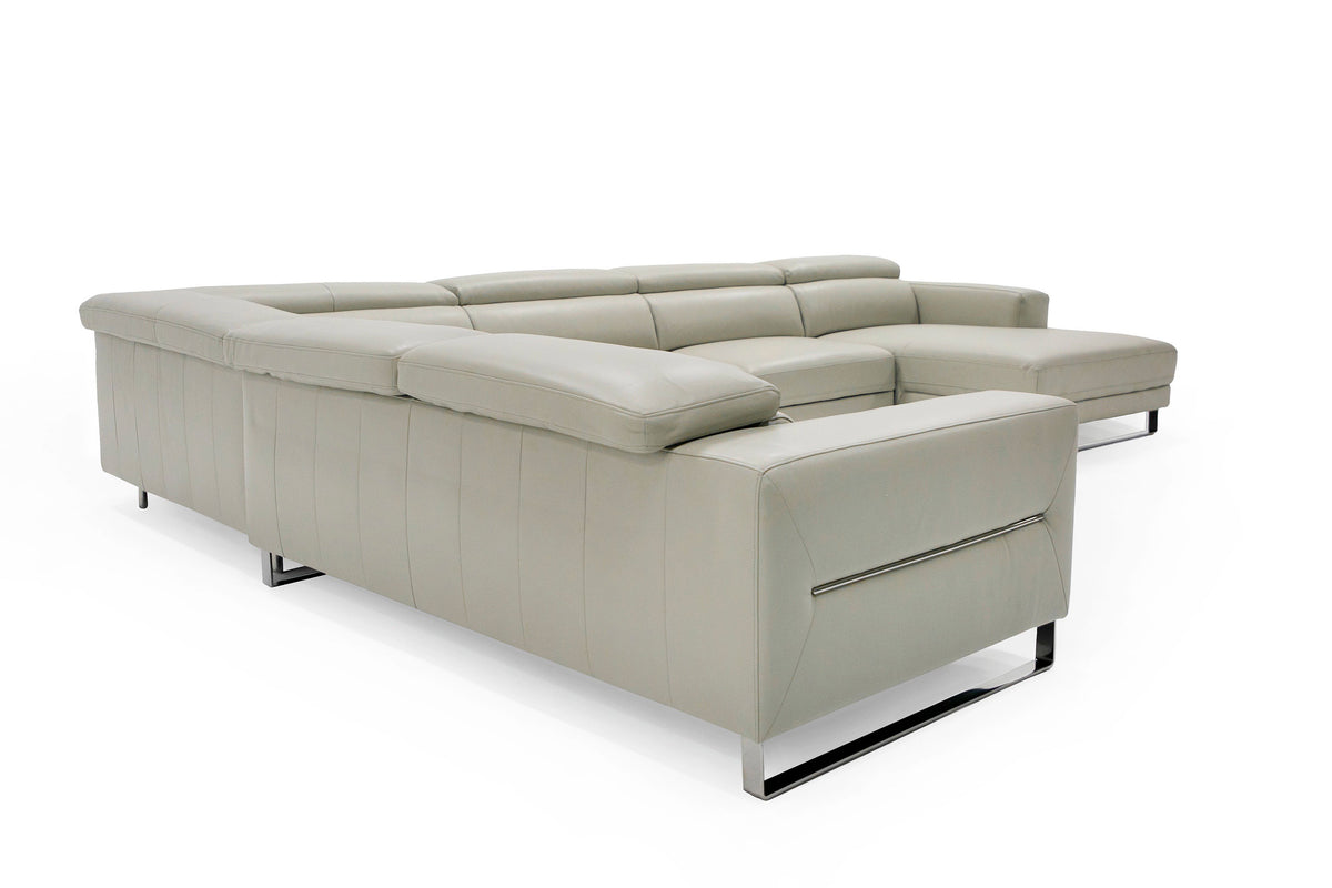 Hawkey - Contemporary Light Grey Leather RAF Chaise Sectional Sofa by VIG Furniture - View 5