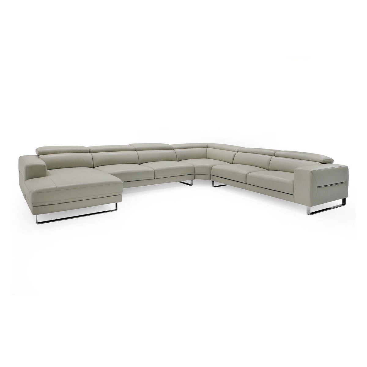 Hawkey - Contemporary Light Grey Leather LAF Chaise Sectional Sofa by VIG Furniture - View 1