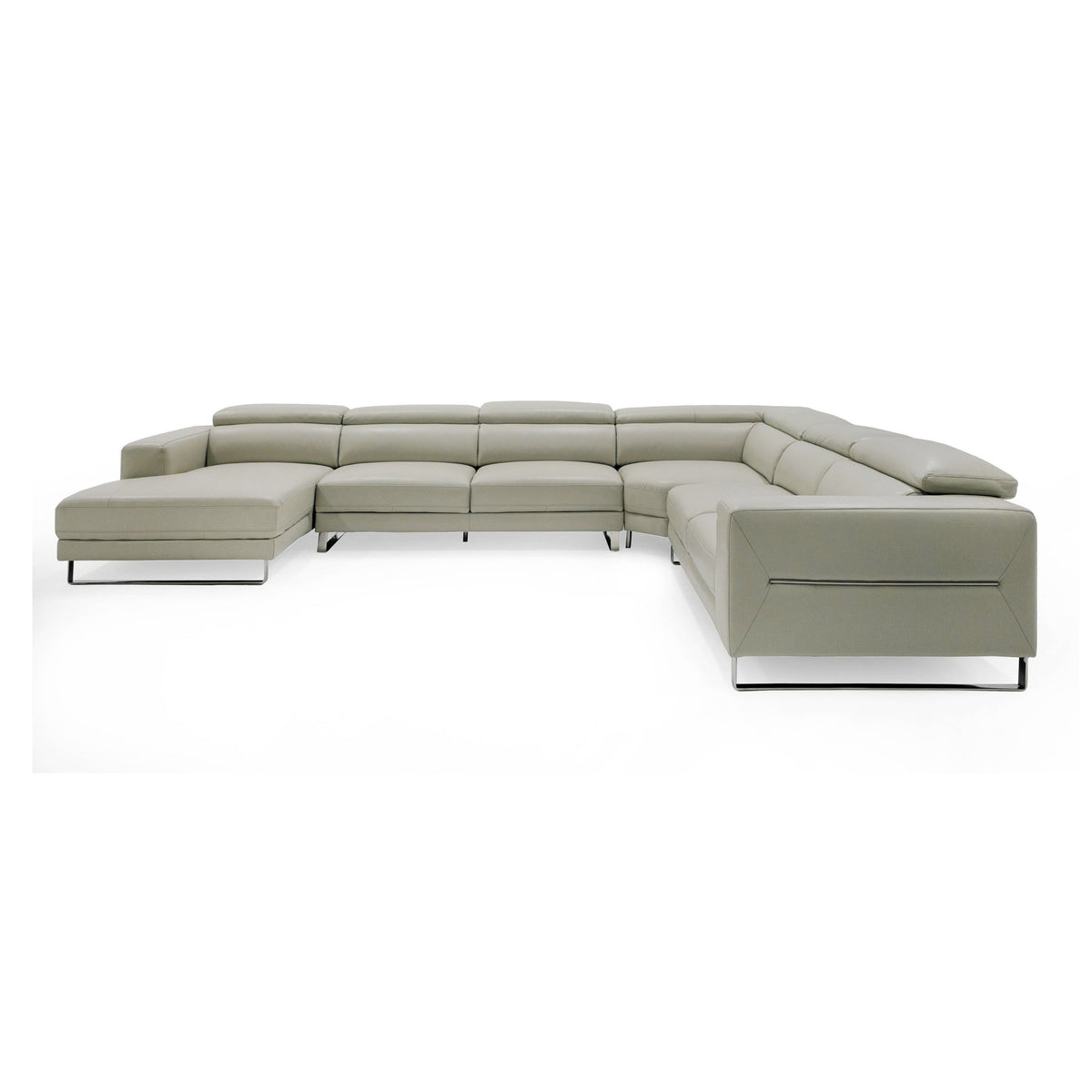 Hawkey - Contemporary Light Grey Leather LAF Chaise Sectional Sofa by VIG Furniture - View 8
