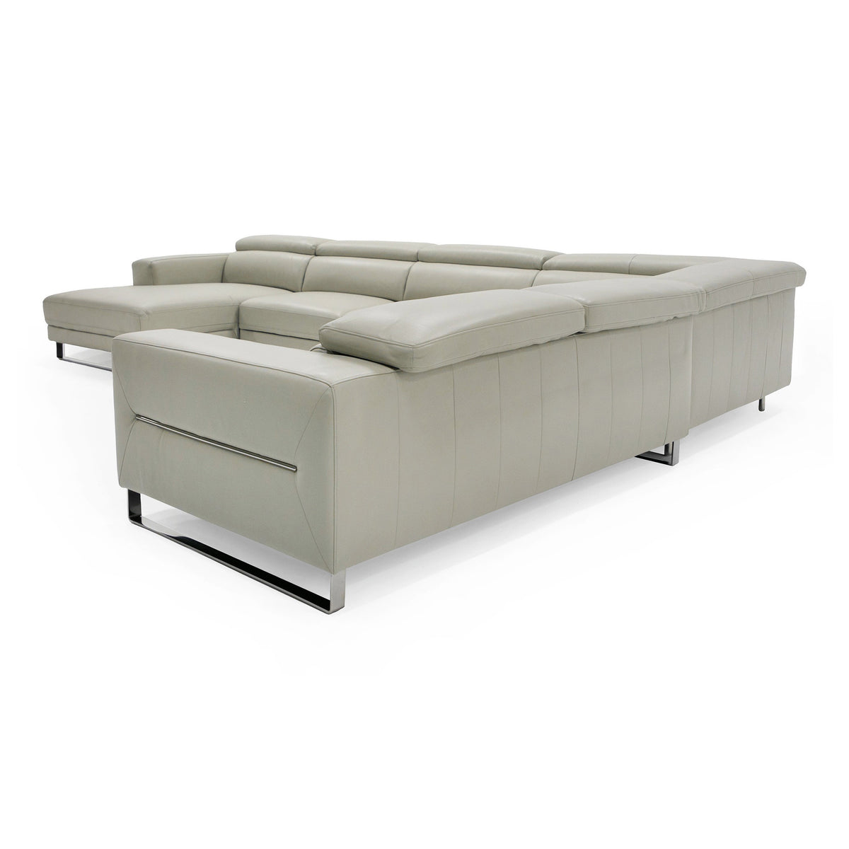 Hawkey - Contemporary Light Grey Leather LAF Chaise Sectional Sofa by VIG Furniture - View 9