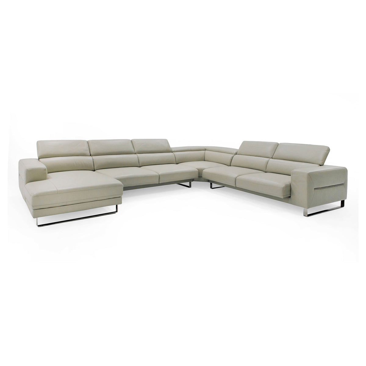 Hawkey - Contemporary Light Grey Leather LAF Chaise Sectional Sofa by VIG Furniture - View 11