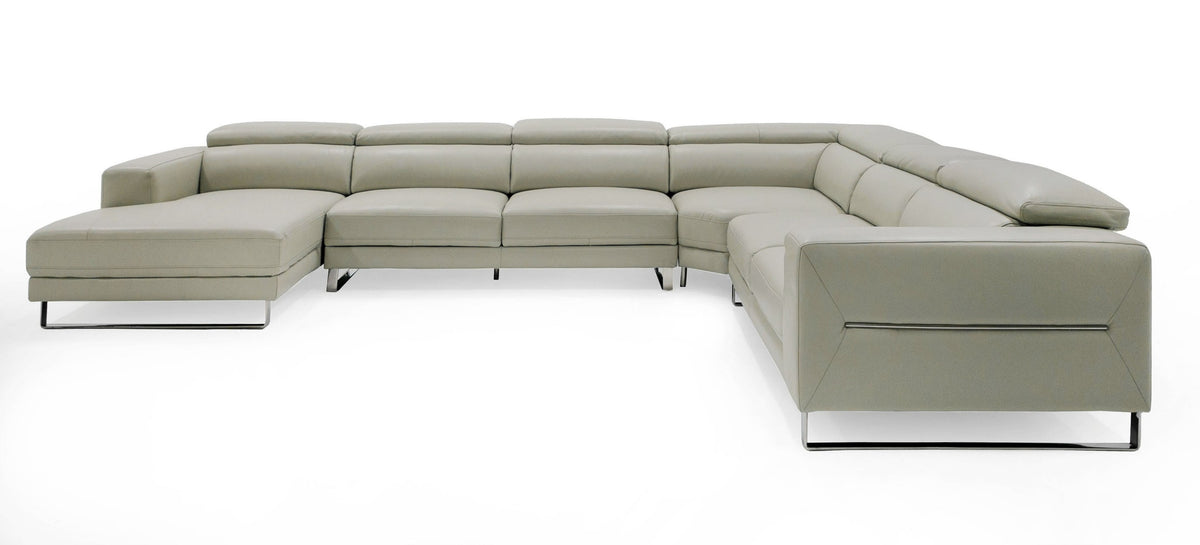 Hawkey - Contemporary Light Grey Leather LAF Chaise Sectional Sofa by VIG Furniture - View 2
