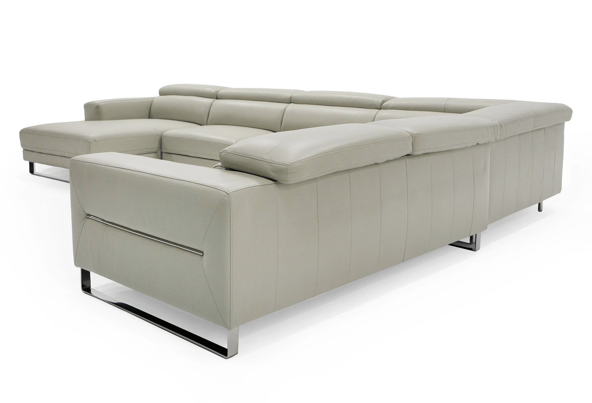 Hawkey - Contemporary Light Grey Leather LAF Chaise Sectional Sofa by VIG Furniture - View 3