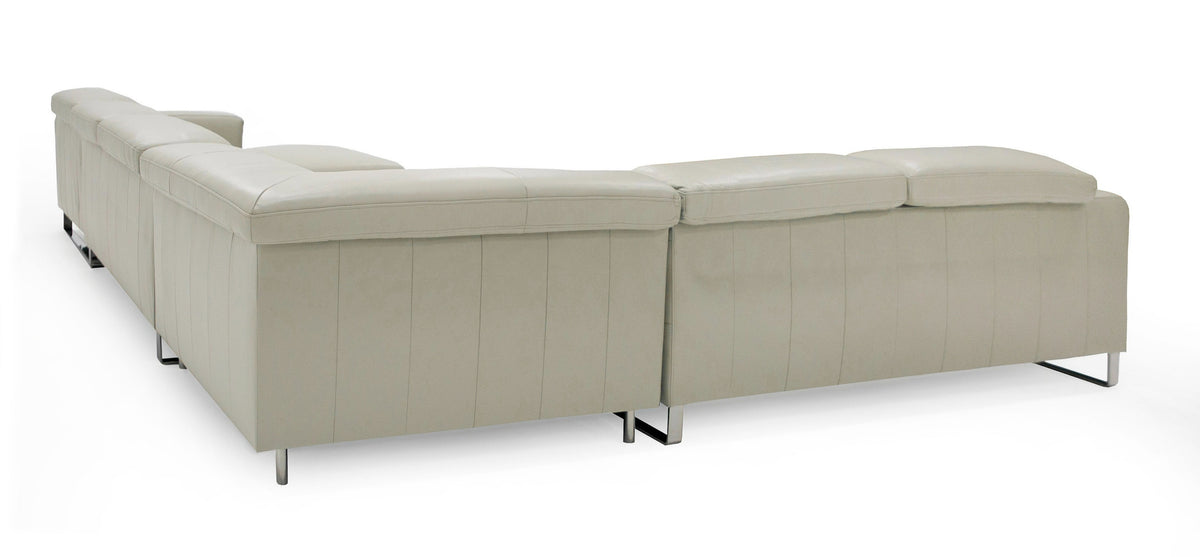 Hawkey - Contemporary Light Grey Leather LAF Chaise Sectional Sofa by VIG Furniture - View 4