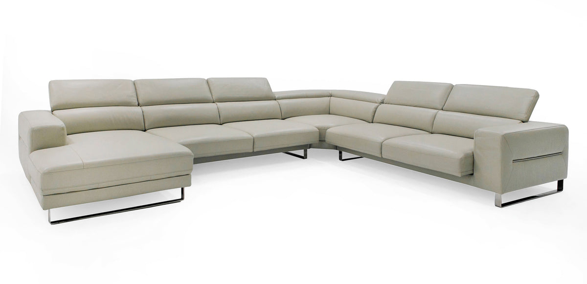 Hawkey - Contemporary Light Grey Leather LAF Chaise Sectional Sofa by VIG Furniture - View 6