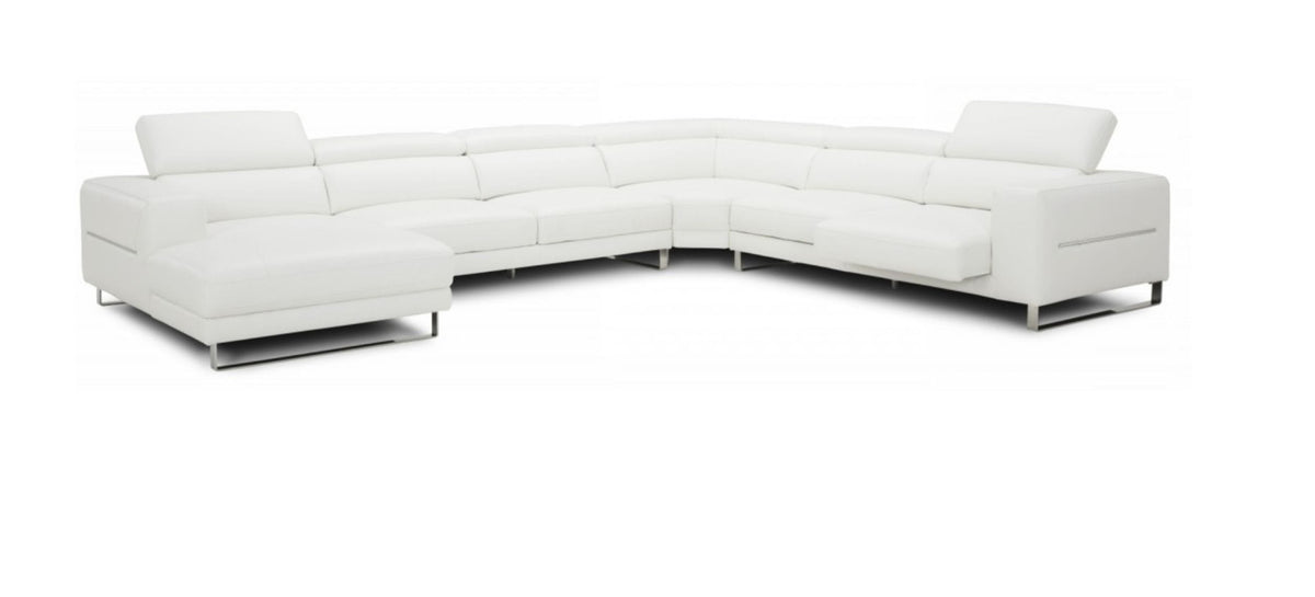 Hawkey - Contemporary White Full Leather U Shaped Left Facing Sectional Sofa by VIG Furniture - View 2