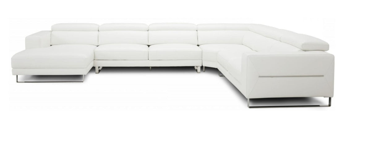 Hawkey - Contemporary White Full Leather U Shaped Left Facing Sectional Sofa by VIG Furniture - View 3