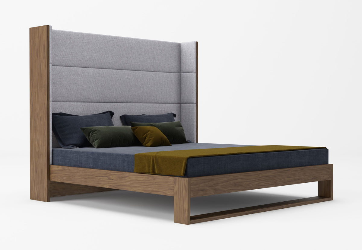 Eastern King Heloise - Contemporary Grey Fabric & Walnut Trim Bed by VIG Furniture - View 1