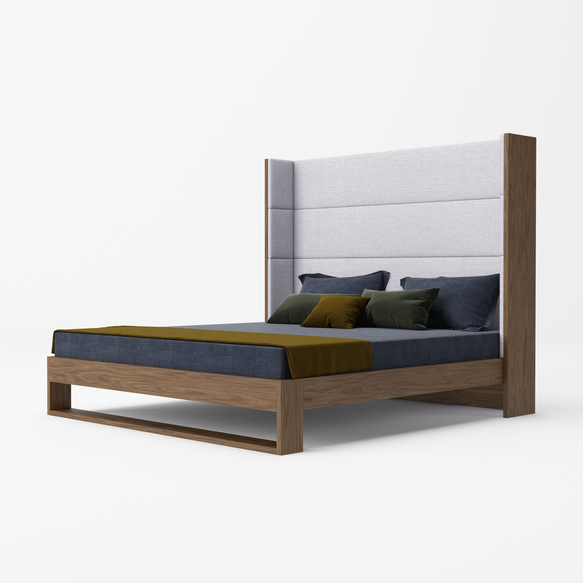 Heloise - Contemporary Grey Fabric & Walnut Trim Bed by VIG Furniture - View 2