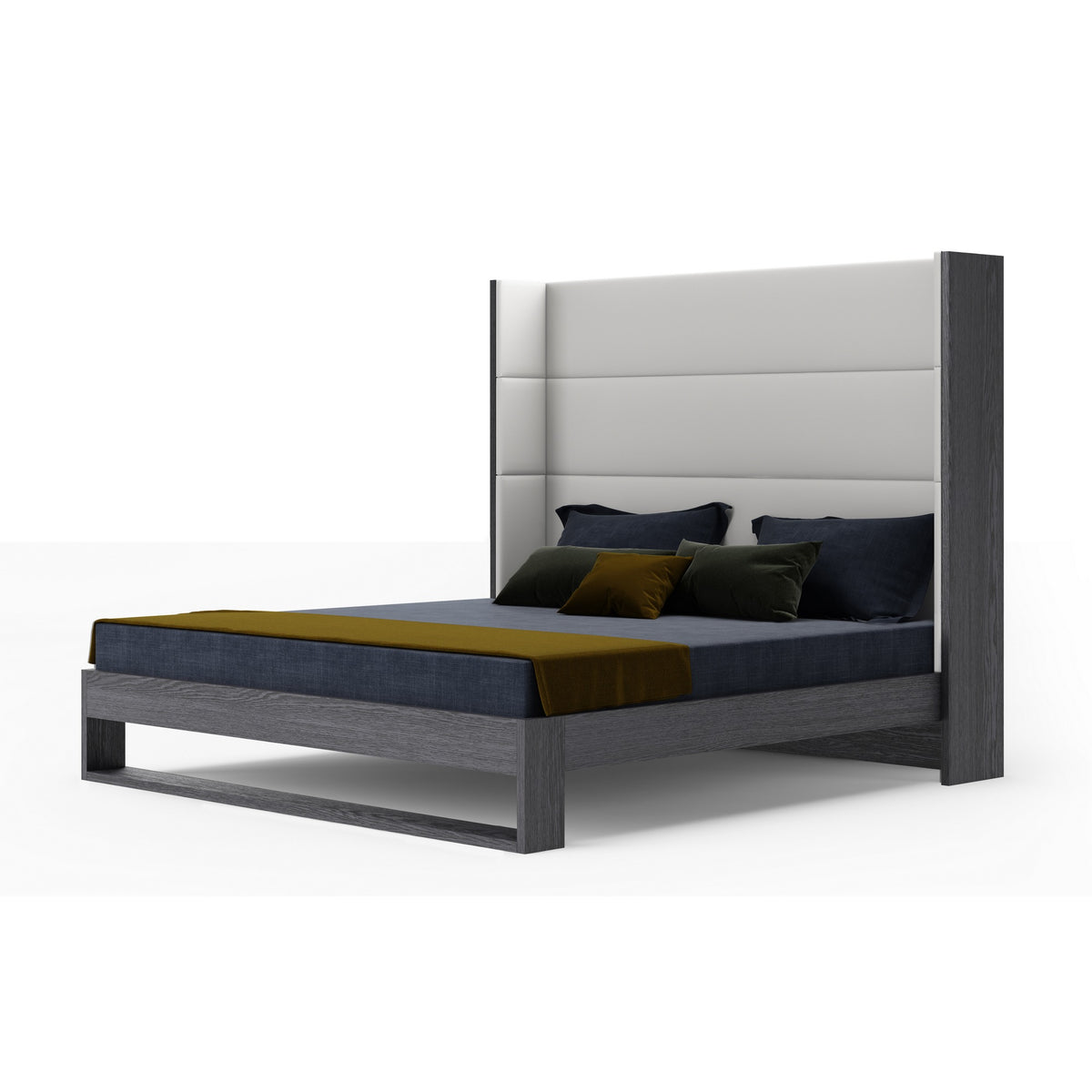 Heloise - Queen Contemporary White Leather & Grey Elm Trim Bed by VIG Furniture - View 1