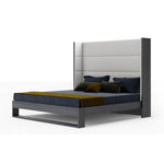 Heloise - Eastern King Contemporary White Leather & Grey Elm Trim Bed by VIG Furniture - View 1