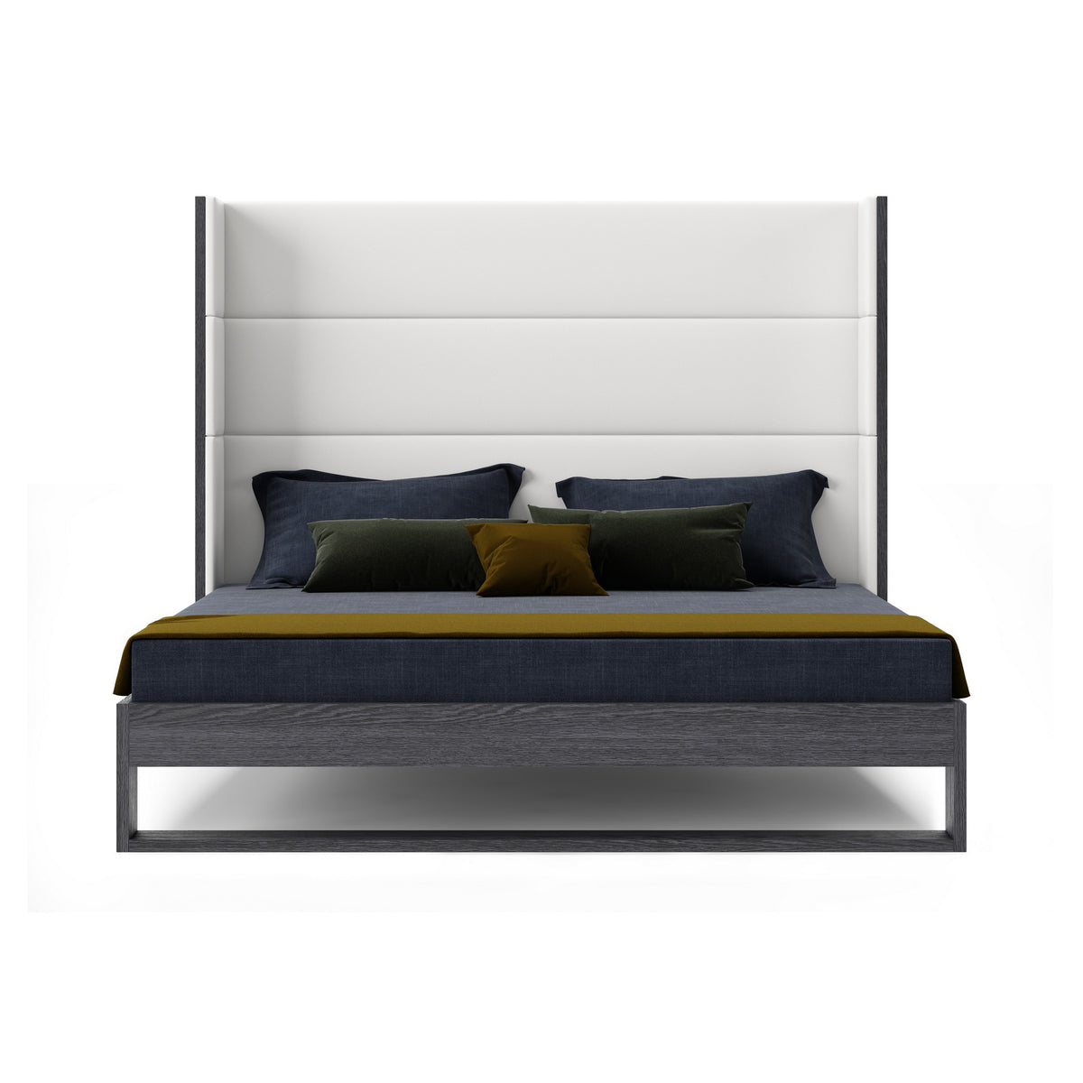 Heloise - Queen Contemporary White Leather & Grey Elm Trim Bed by VIG Furniture - View 2