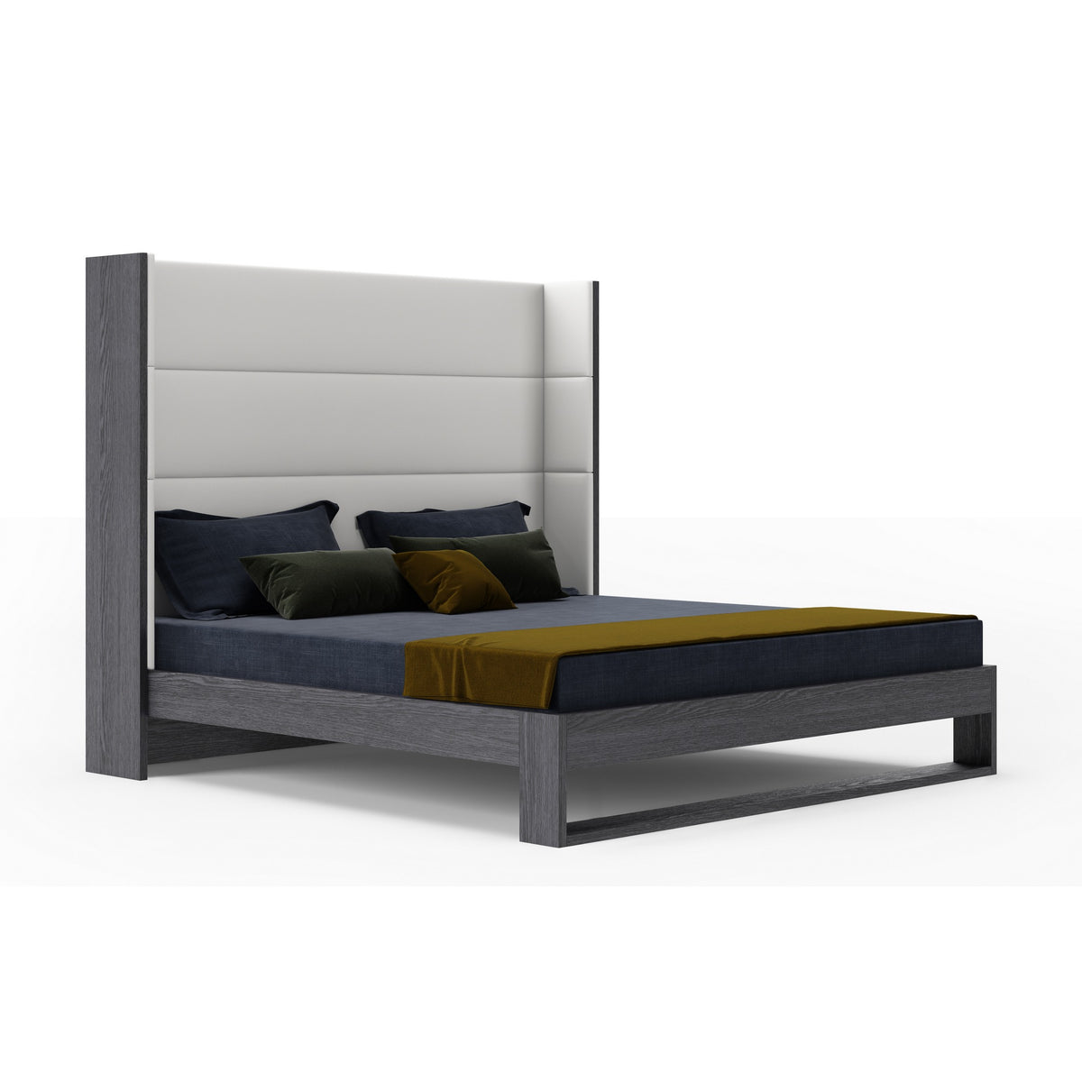 Heloise - Eastern King Contemporary White Leather & Grey Elm Trim Bed by VIG Furniture - View 3