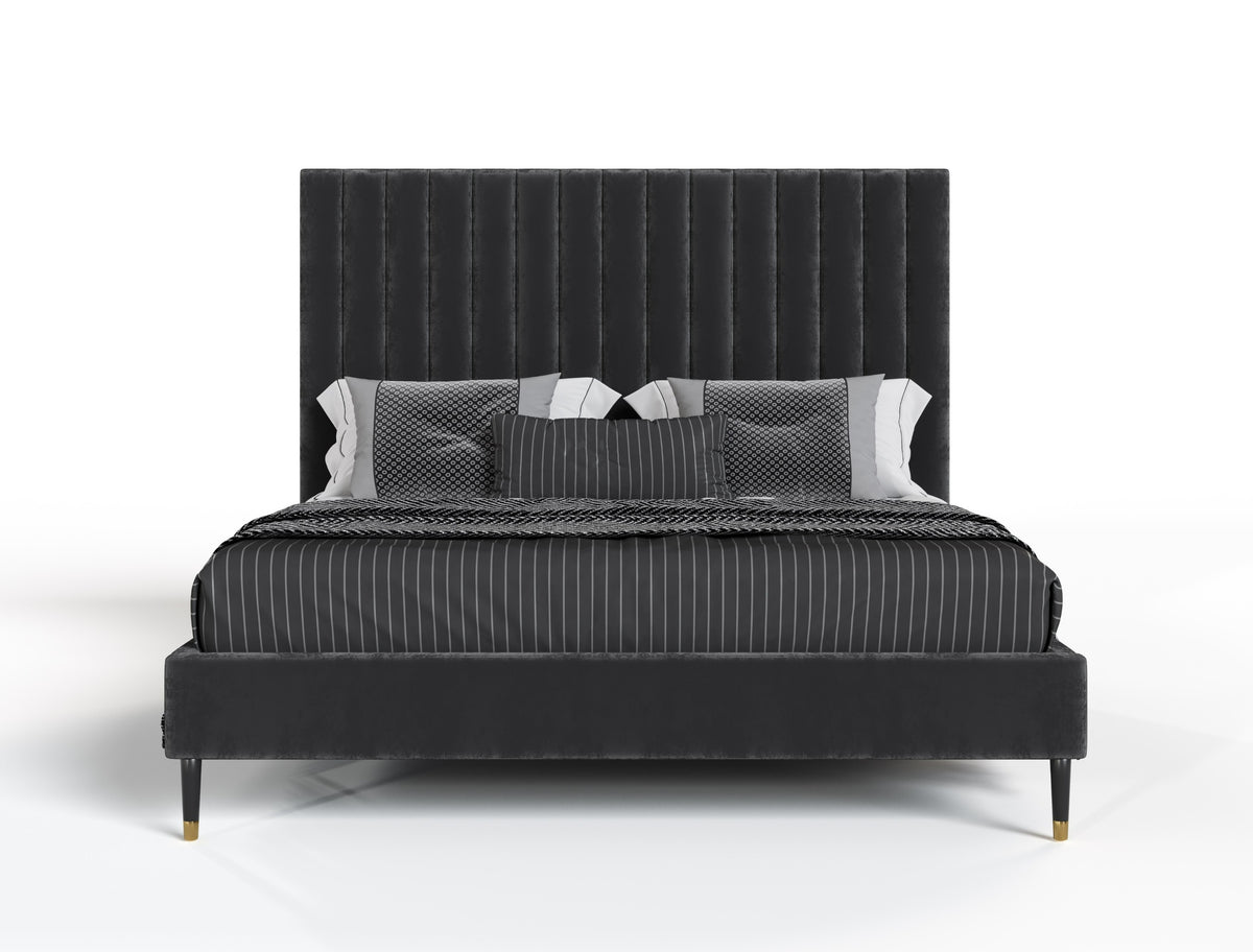 Hemlock - Modern Dark Grey Velvet Bed by VIG Furniture - View 1