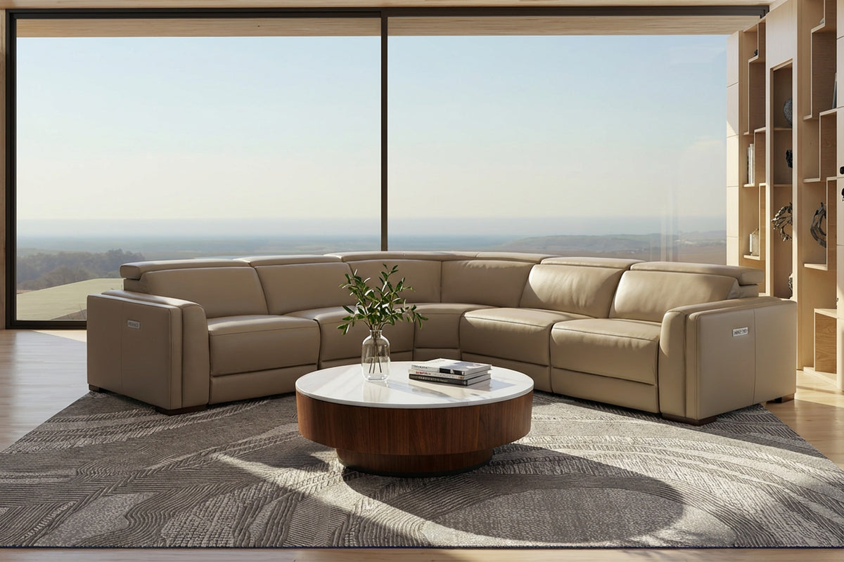 Frazier - Modern Tan Leather Sectional Sofa with 3 Recliners by VIG Furniture - View 7