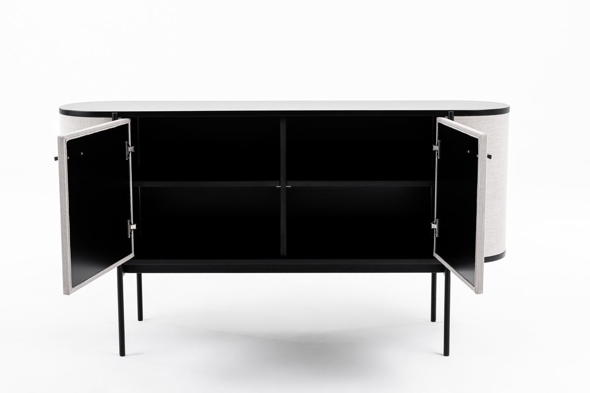 Hobart - Modern Beige Fabric & Black Metal Buffet by VIG Furniture - View 2