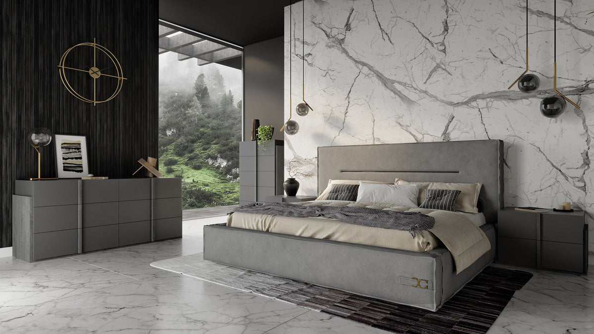 Hollywood - Italian Contemporary Grey Leather Bed by VIG Furniture - View 5